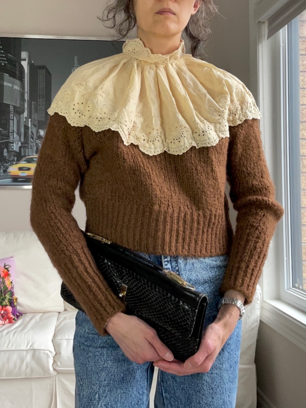 NWOT Zara wool blend cotton embroidery top with knit body